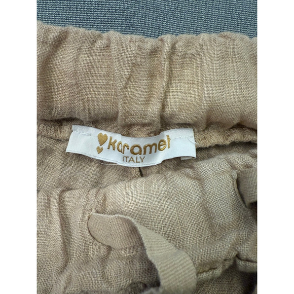 Karamel Tan Linen Pants Made in Italy Size M - Picture 10 of 10